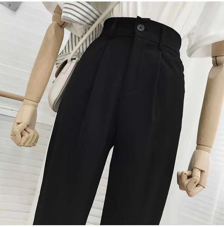 Women's High-Waisted Straight-Leg Suit Pants - Korean Style, Slimming, Casual, Spring/Autumn 2025