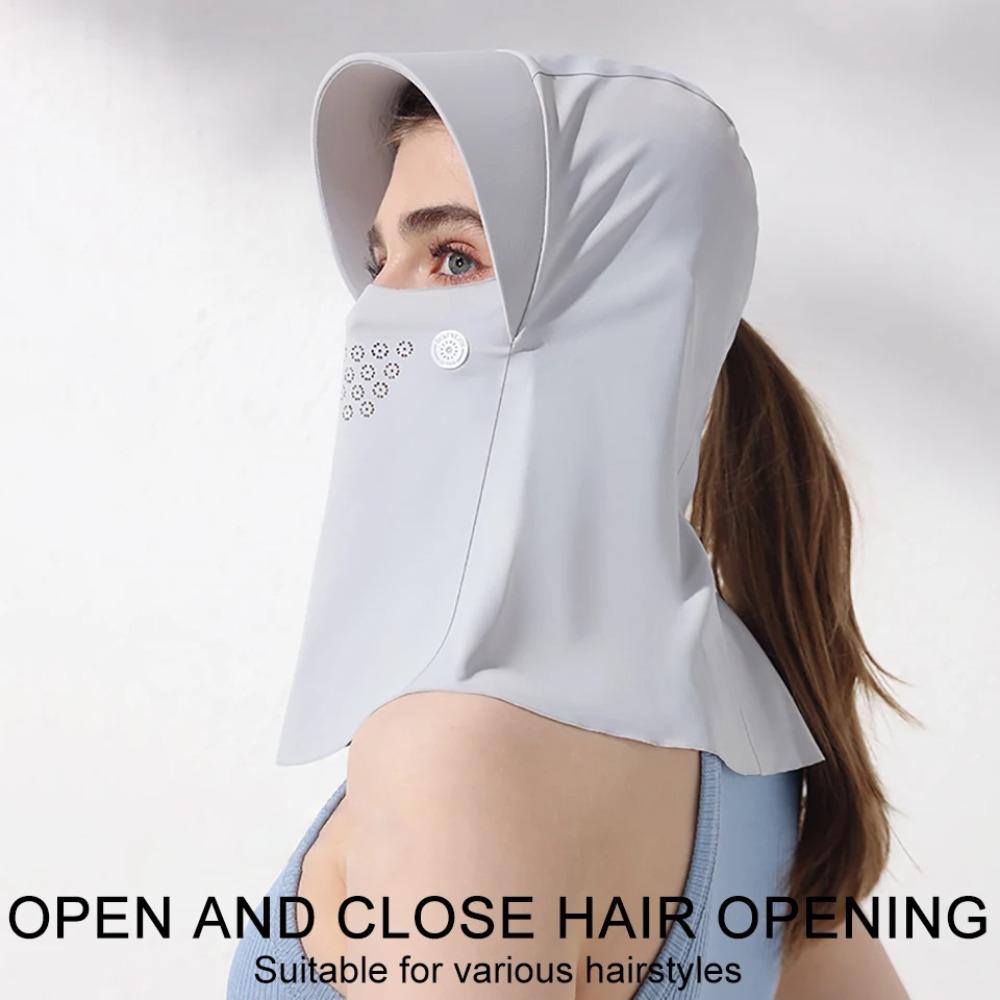 Adjustable Sun Protection Mask Sunscreen Ice Silk Mask Summer Full Face Visor Hat  Fishing