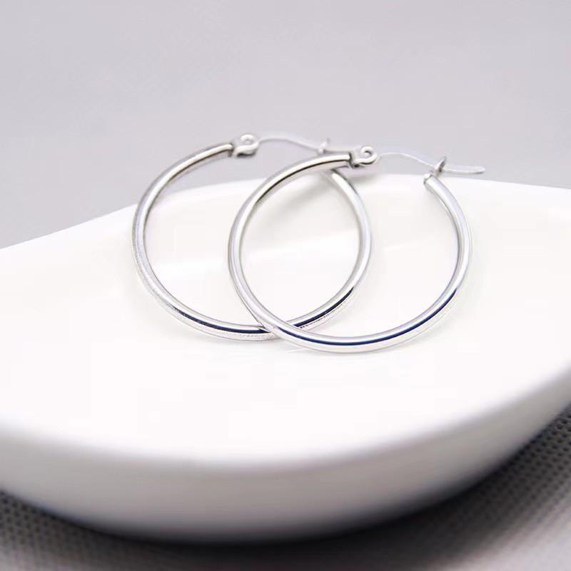 Classic European & American Versatile Stainless Steel Hoop Earrings for Women - Internet Celebrity Style