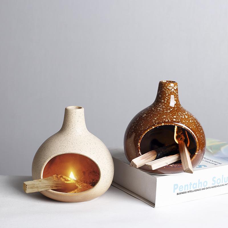 Sage & Cedar Incense Burner - Small Demagnetizing Fireplace for Purification