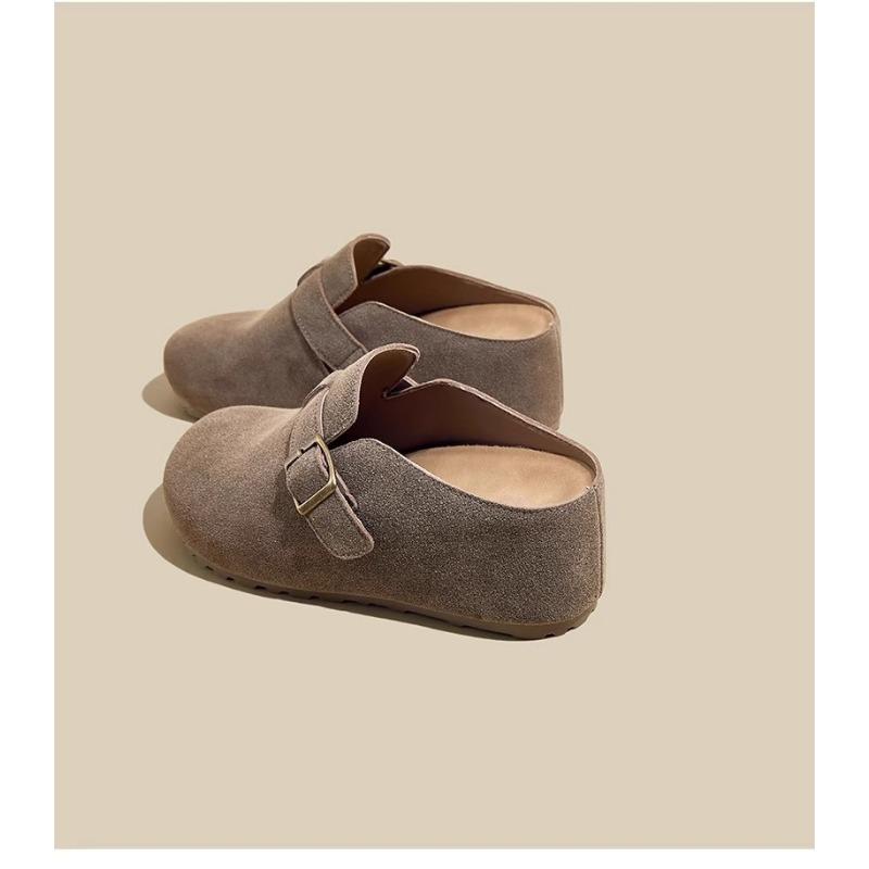 Cowhide version~ thick-soled leather women's new inner height increase Boken bag head half slippers women's outer wear