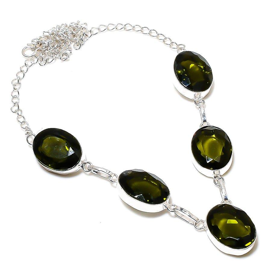 

Ювелирное колье ручной работы с драгоценными камнями перидот 18 дюймов SR-5143