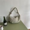 Large Capacity Korean Version Single Shoulder Diagonal Cross Dumpling Bag Embroidered Grid Nylon Moon Bag Retro Fashion and Western-style Girl Bag