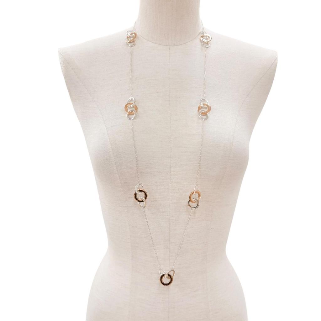Great TIFFANY&Co. Necklace 1837 Interlocking Multi Circle Long Necklace SV925 Used