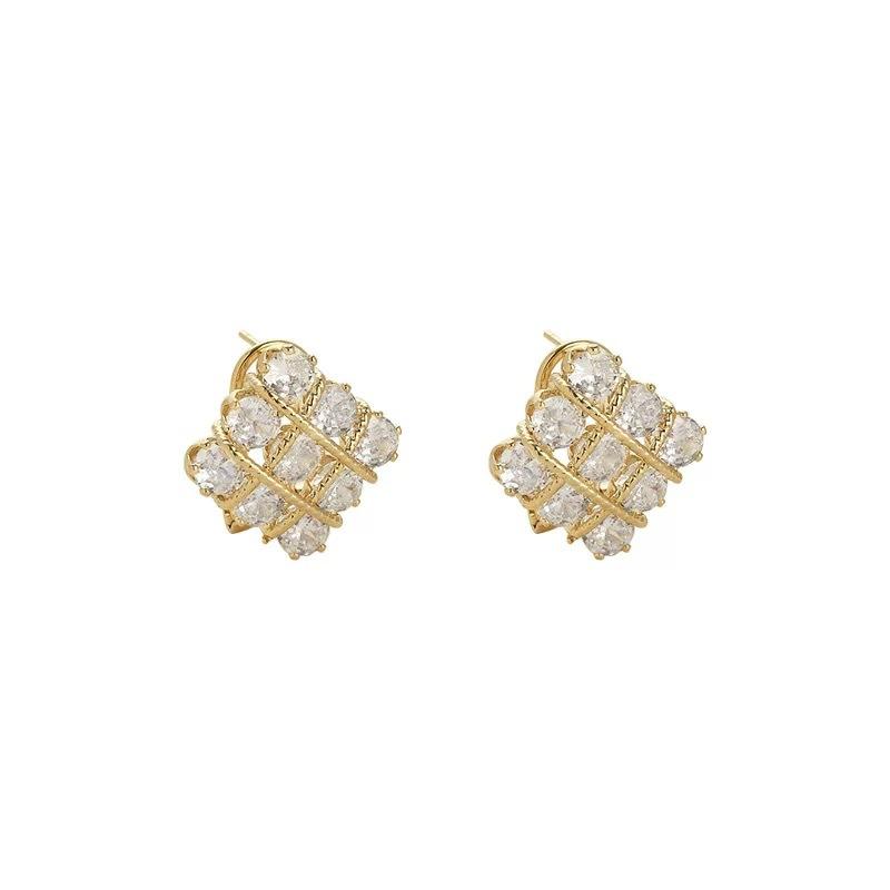 

Sparkling Square Zirconia Flower Luxury Earring For Women Party Jewelry Accessories Gifts