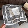 Luxury Houndstooth Square Scarf For Women Elegant Ladies Print Hijab Neckerchief Shawl Solid Colour Soft Stain Silk Scarves