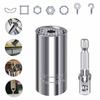 MAEXUS Universal Socket, Fits 7-19mm (1/4-3/4 Inch), 54 Built-in Steel Pins, Multi-Function 2-Piece Set, Work Tool with Drill Adapter