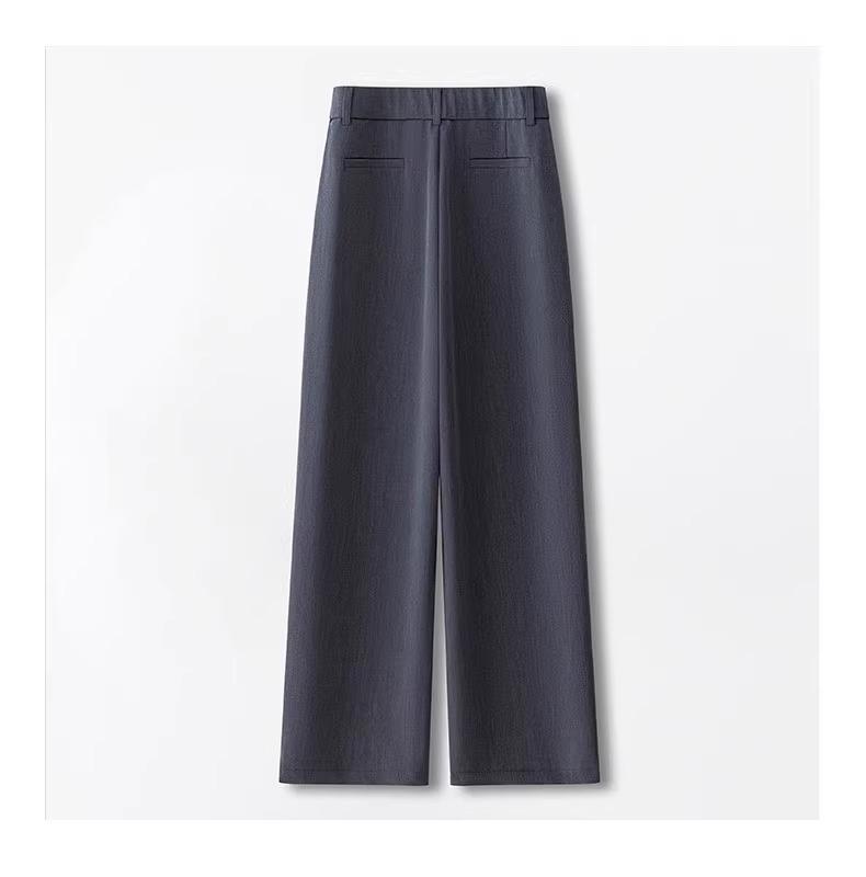 2025 Gray Women's Slim-Fit Wide-Leg High-Waisted Pants - This Year's Hot Spring/Autumn Style
