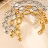 Stylish Gold Interlink Oval Chain Bracelet - Women's Stainless Steel Geometric Jewelry