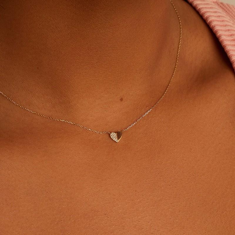 Zircon Heart Clavicle Necklace Vintage Versatile Jewelry Women