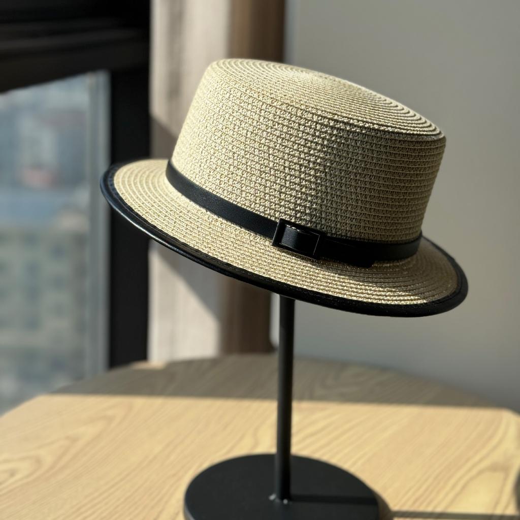 New Fashion Belt Decorative Straw Hat Women's Spring Summer Travel Straw Visor Sun Hat
