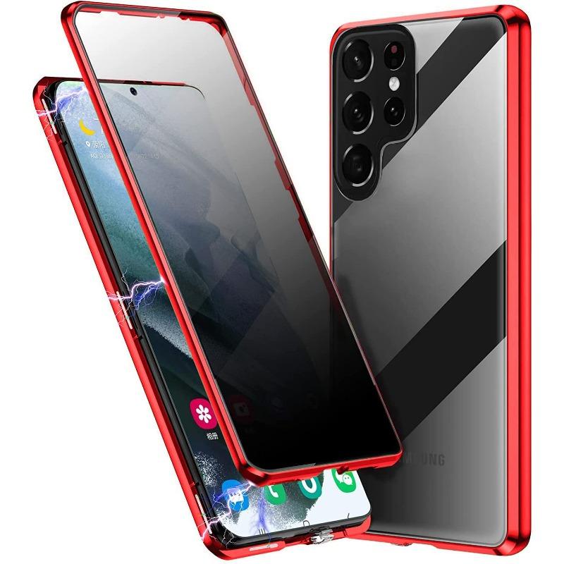 Geeignet für Samsung S25ultra Anti-Peeping Handyhülle Magneto 24 23 22 Doppelseitiges Glas Metall Magnetische Hülle