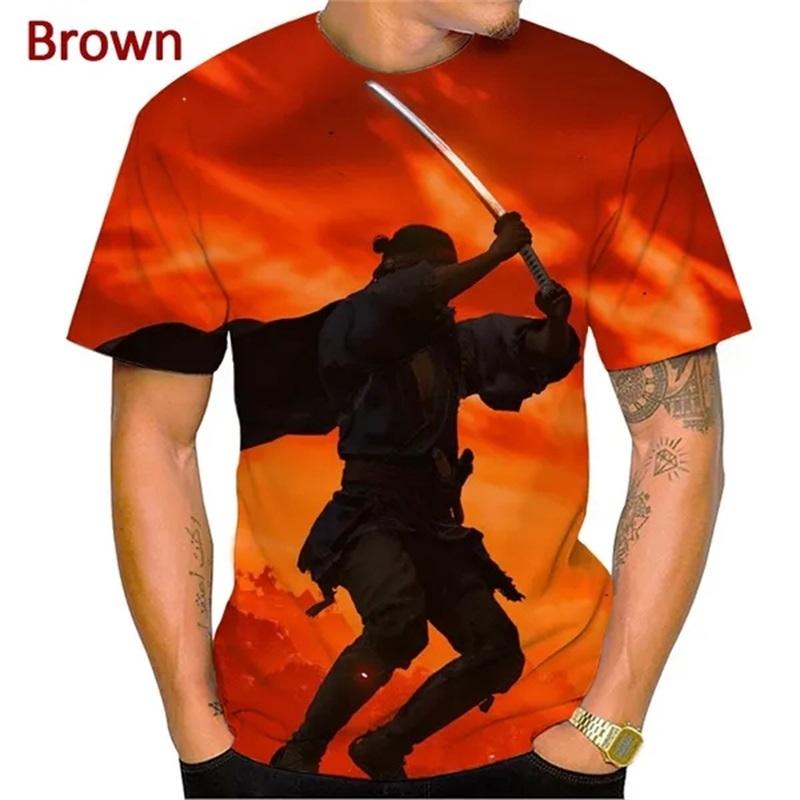 T-shirt Grafiche Calde Gioco Ghost Of Tsushima Stampa 3D Casual Manica Corta Magliette Stampa Integrale T-shirt Oversize Streetwear
