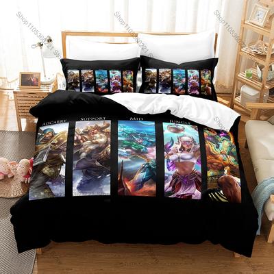 Video Game Smite Bedding Set, Duvet Cover & 2 Pillowcases, Mythology Character Pattern Breathable Fabric All Season Use