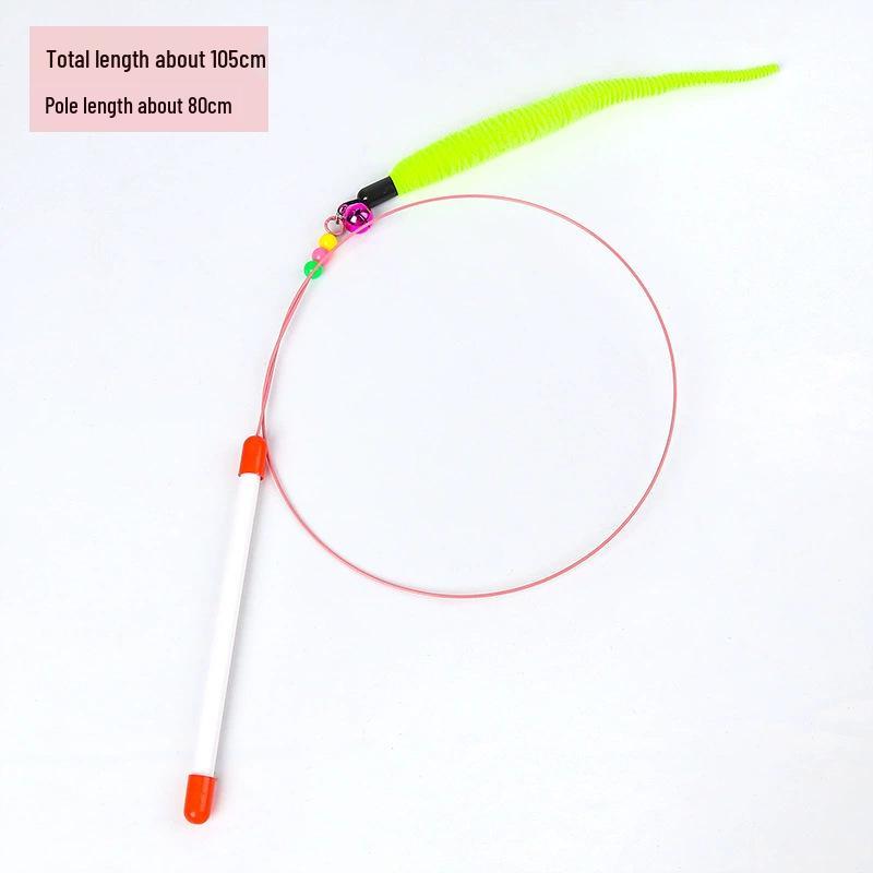 Linen Mouse Cat Teaser Wand with Bell - Boredom Relief Toy for Cats