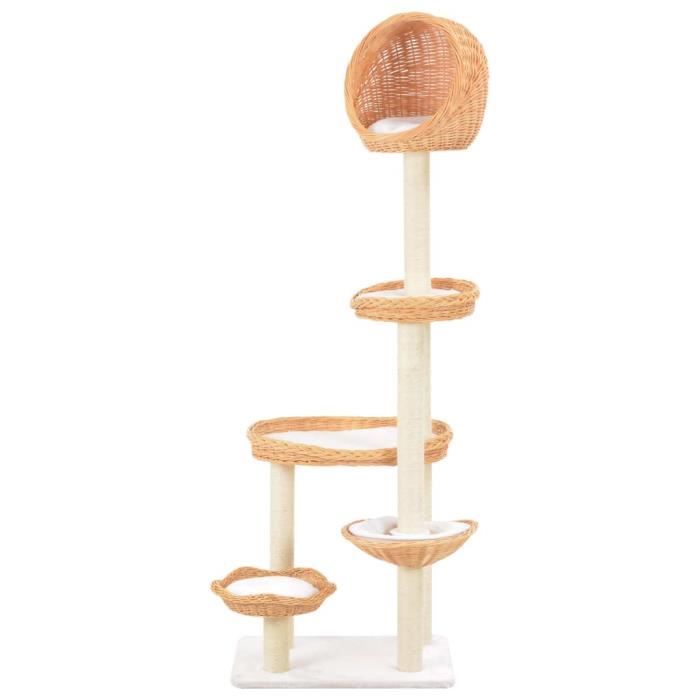VidaXL Arbre à chat avec griffoir en sisal Naturel Bois de saule