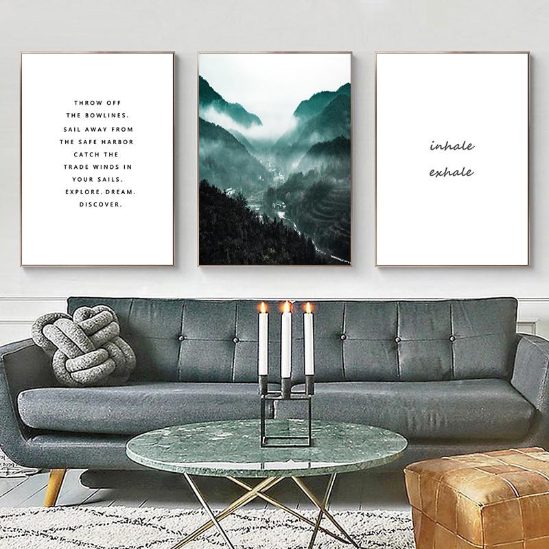 Poster cu peisaje naturii nordice, artă de perete, pictură pe pânză, imagine peisaj albastru, poster și imprimare pentru designul camerei de zi