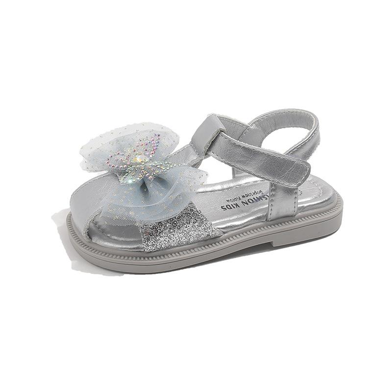 New Girls Round-toe Soft-soled Shoes with Cartoon Designs - Cool Sandals 21 серебряный