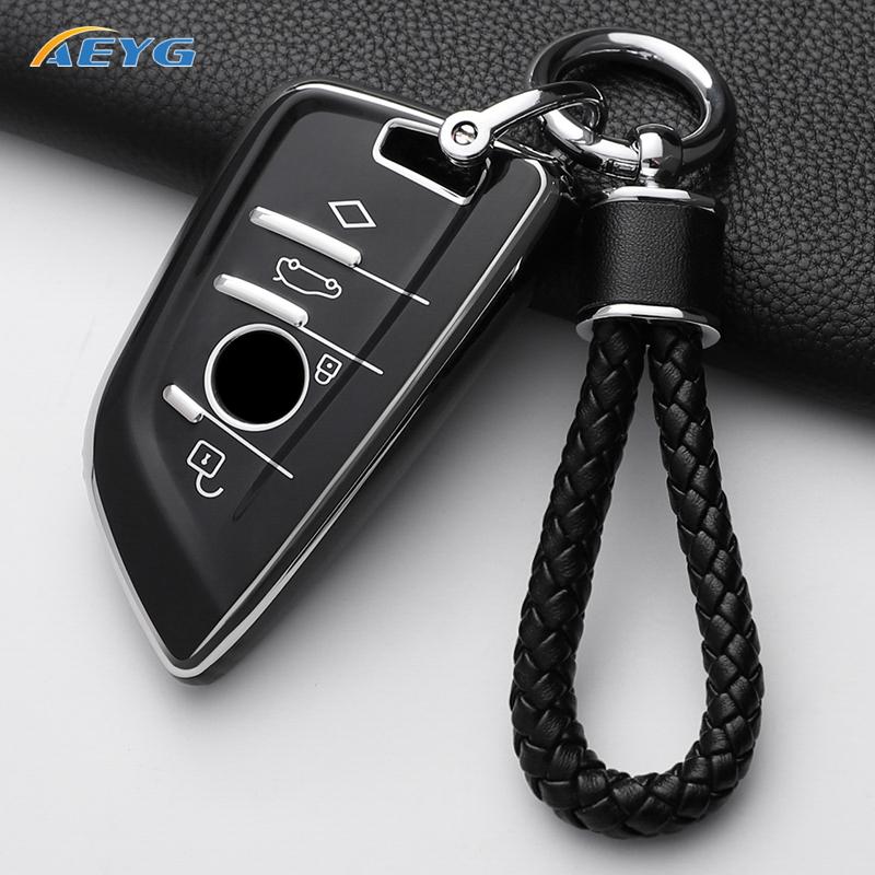 TPU Bil Fjernnøkkel Etui Deksel Skall Fob For BMW X1 X3 X4 X5 X6 F15 F16 G30 3 5 7 Serie G11 F48 Tilbehør Nøkkelring