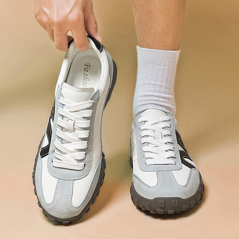 Fashion Vintage Genuine Leather Male Casual Shoes Lace Up All-match Male Flat Walking Shoes Luxury Men Trainers Designer Men Sneakers