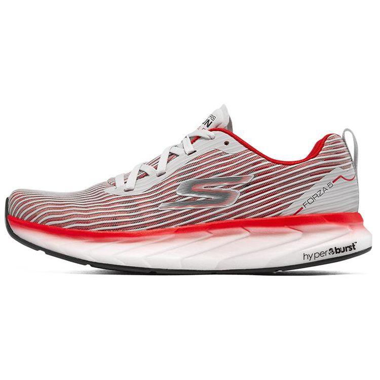 Skechers Go Run Trail Go Run Forza 5 Comfortable Fabric Low Top Casual Running Shoes Men sneakers Gray Red 246007-GYRD 43.5