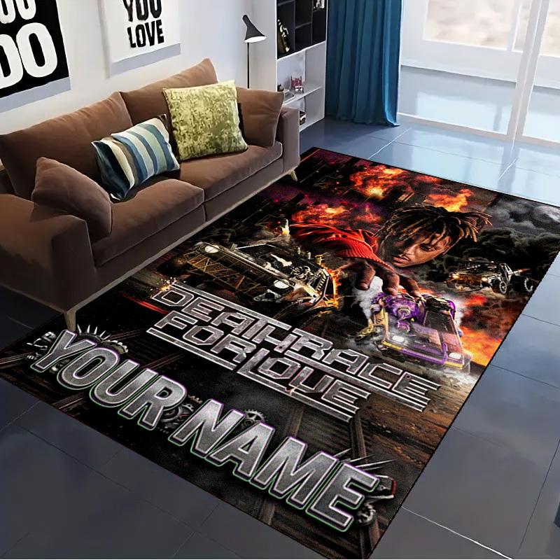 Name Custom Juice Wrld Carpet Rug for Living Room Bedroom Home Sofa Decoration,Kids Play Non-slip Floor Mat