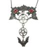Gothic Red Glaze Droplets Vampire Bat Hollowed-out Pentagram Pendant Necklace for Men Women Halloween Party Jewelry Accessories