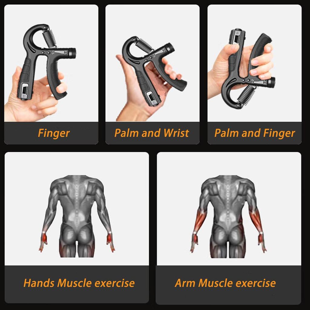 Ergonomic Adjustable Size Hand Grip Strengthener with Digital Counter5-60kg ResistanceIdeal for Fitness Muscle Training Rehabili