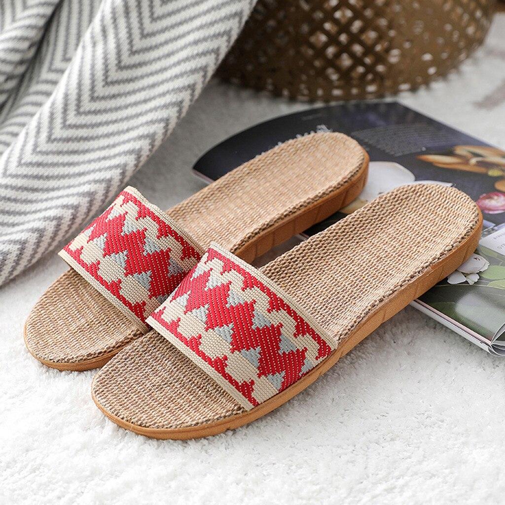 Slippers Women Couples Fashion Casual Anti -Slip Linen Home Indoor Slippers Comfort Shoes