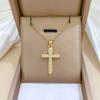 Stainless Steel Chain Classic Cross with Zircon Pendant Necklace for Women Men Gold Color Choker Jewelry Accessories Gifts