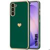 Silicone Case - BOOLING - for Samsung Galaxy S26 Plus - Heart Pattern Shockproof Anti-Scratch Night Green