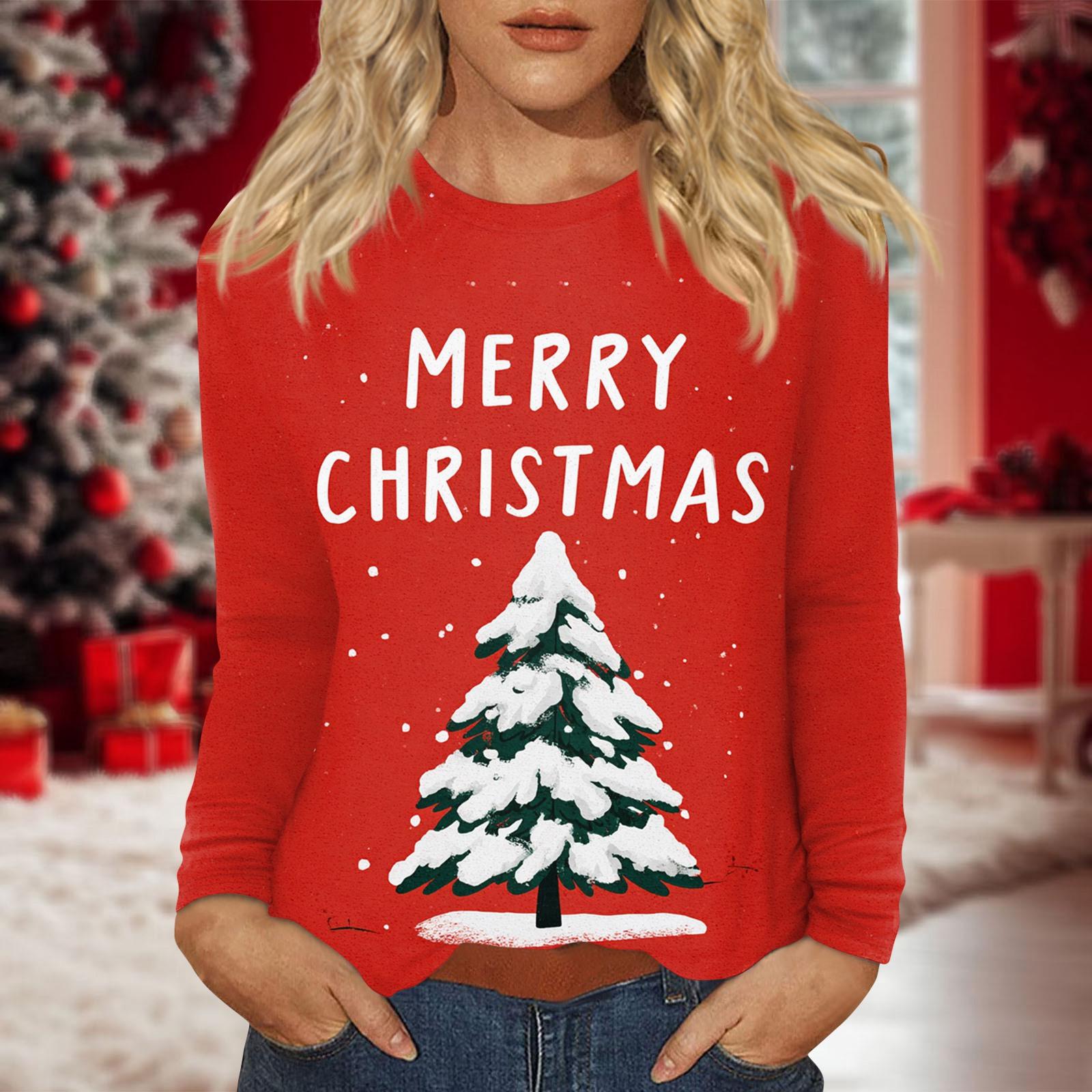 

Женский повседневный топ с длинным рукавом и принтом, с круглым вырезом XL красный