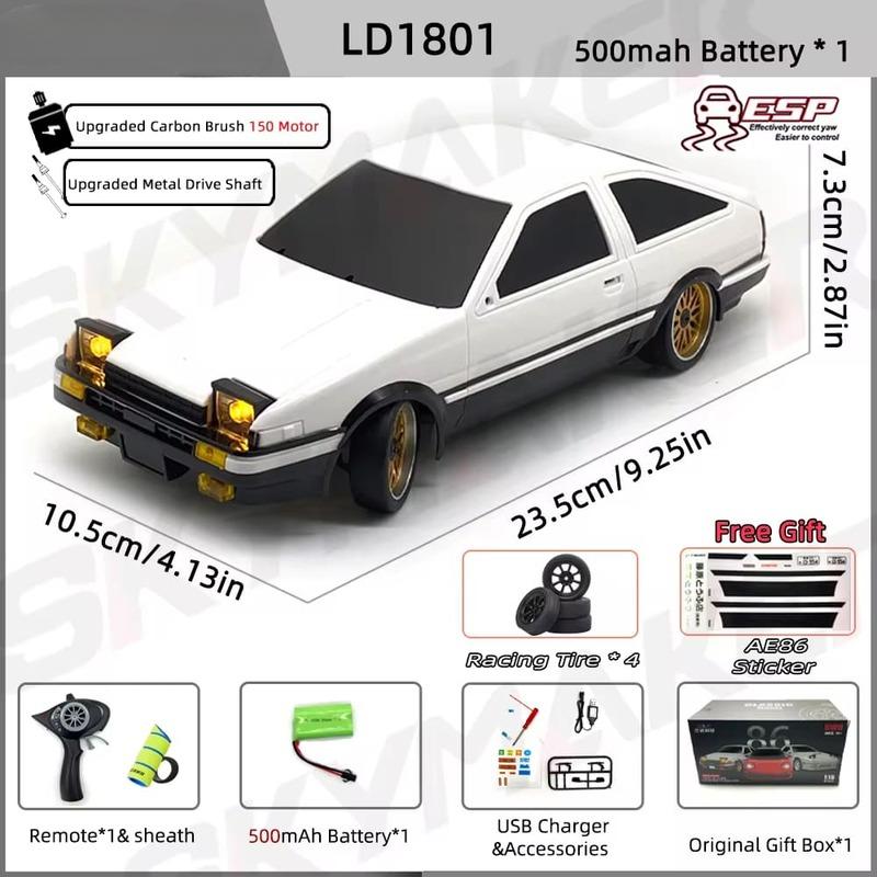 

AE86 Модель полноразмерного автомобиля с задним приводом, новый гоночный автомобиль Ae86 с гироскопом и светодиодными фонарями, автомобиль с дистанционным управлением, коллекция игрушек для мальчиков, украшения 500 mah белый