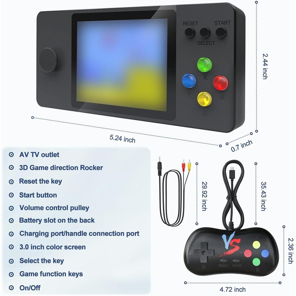 K9 3D Rocker Retro Handheld Game Console, 500 Classic FC Games, 2.4/2.8 Inche Screen Portable 800mAh Battery Rechargeable, Support TV & Two Players