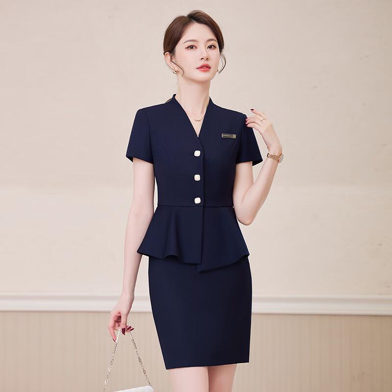 Trolman Women s Short Sleeve Professional Suit Set XXL