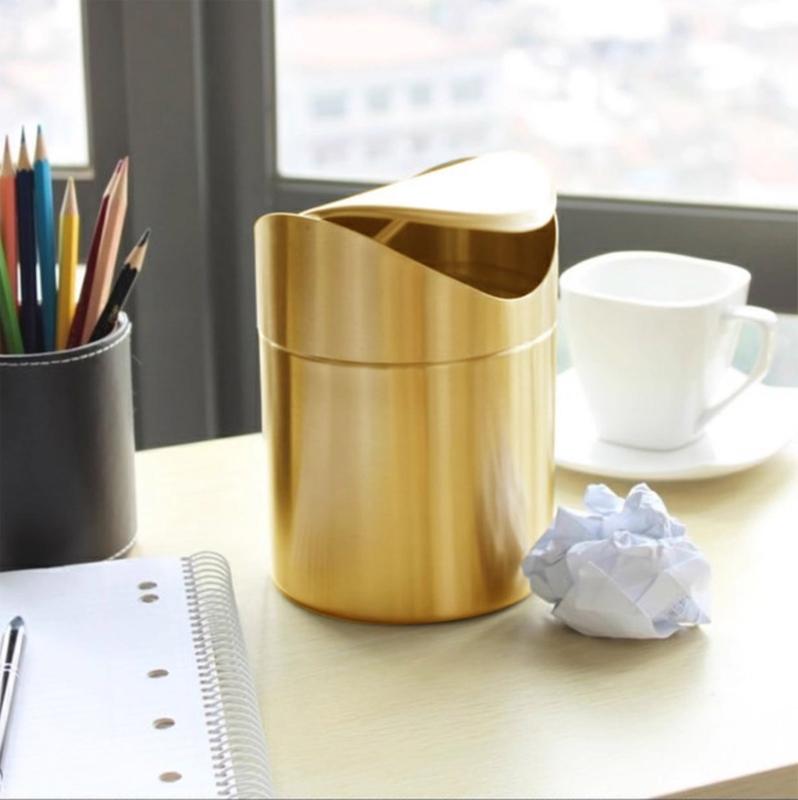 Elegant Mini Trash Can with Swing Lid 1.50L Capacity Perfect for Small Space and Personal Use