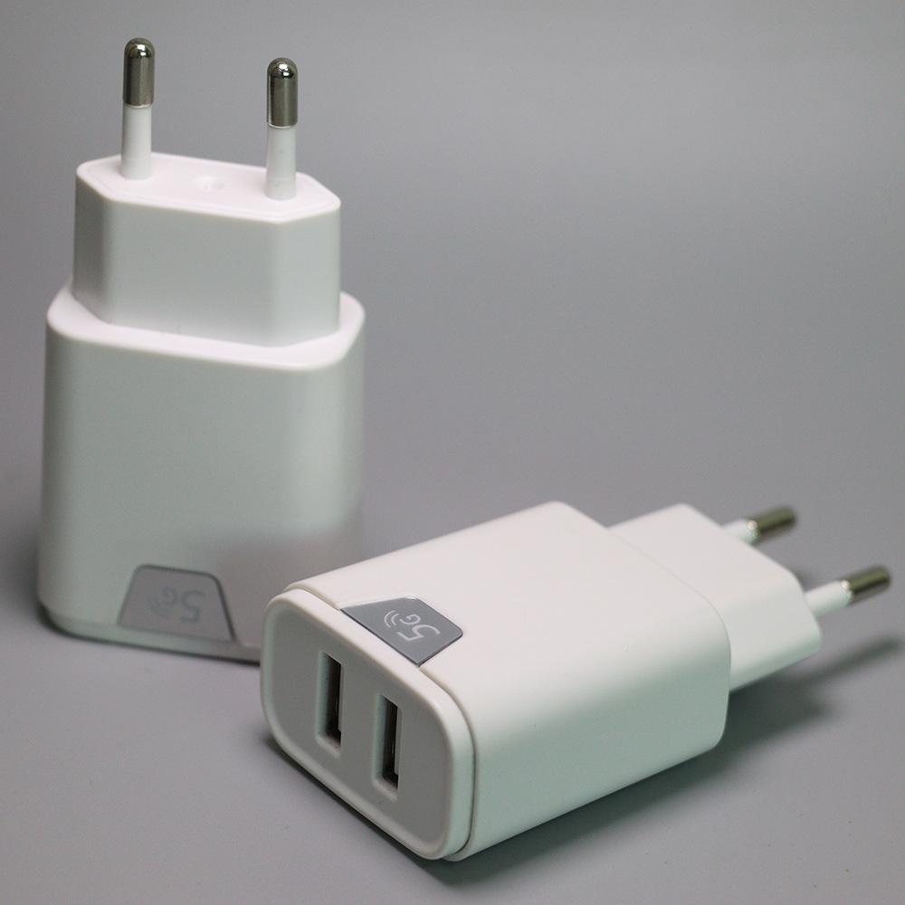 Brazilian European Standard Dual U Charging Head 5V2A Mobile Phone Charger LED Light