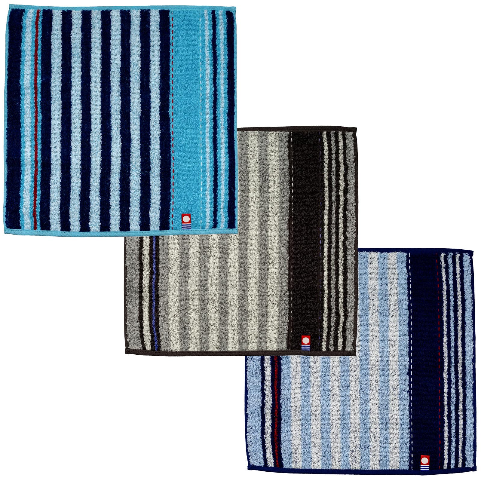 

Nishio Imabari Towel Certified Hand Towels for Men, Set of 3, Made in Japan, 100% Cotton, 25cm, Double-Sided Pile, Absorbent, Stripe Pattern, Men s