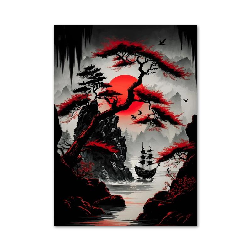 Retro Japanese Samurai Canvas Painting Abstract Warrior Panda And Geisha Poster and Prints Wall Art Pictures for Home Decoration