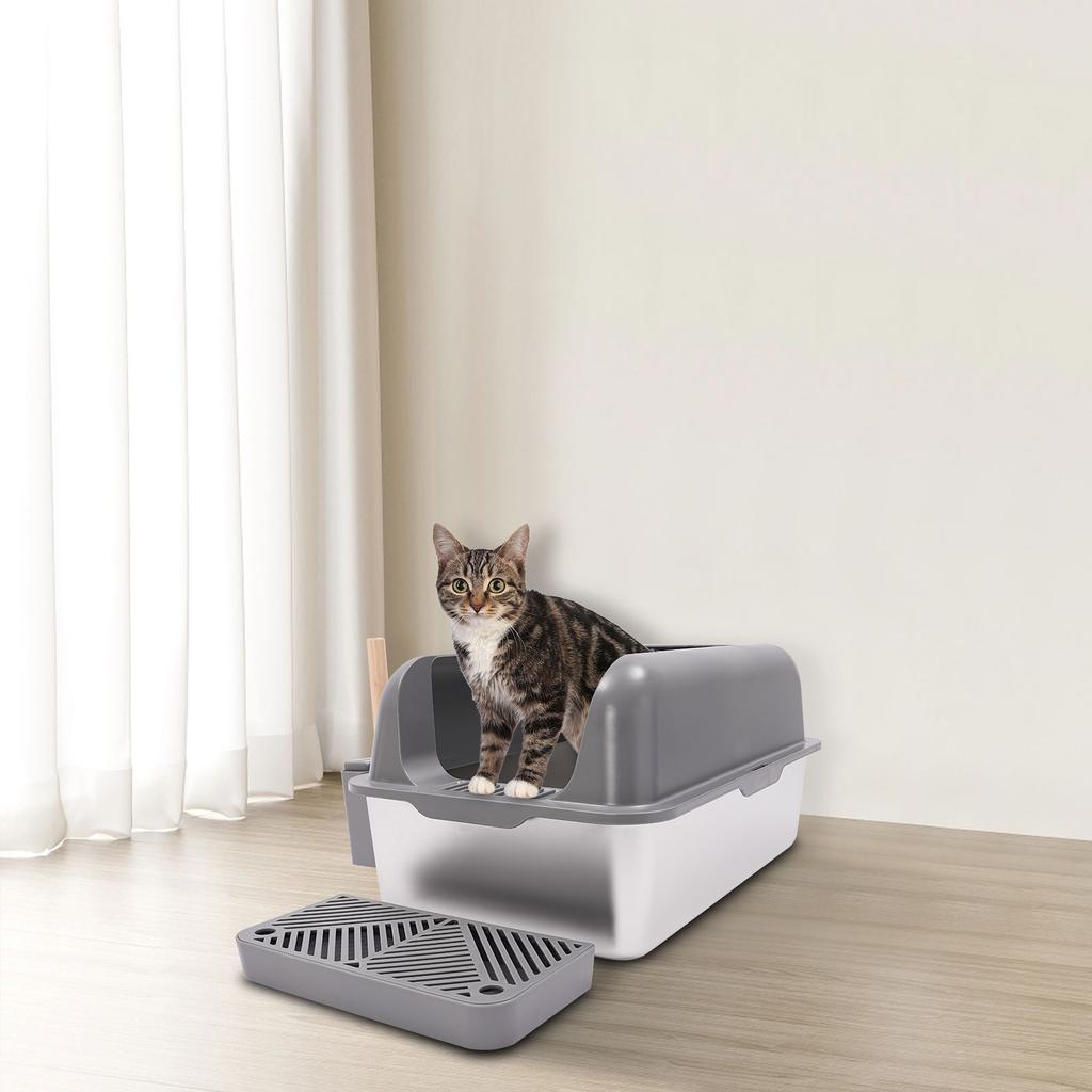 Paslanmaz Çelik Kedi Tuvalet Kabı Koruyucu Kürek ile Oturma Odası, Koridor, Yatak Odası, Evcil Hayvan Dükkanına Yerleştirilebilir