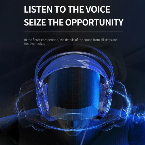 PSH-400 Wired Headphone Luminous Noise Reduction 3.5mm USB HiFi Stereo Gaming Headset with Microphone for Desktop