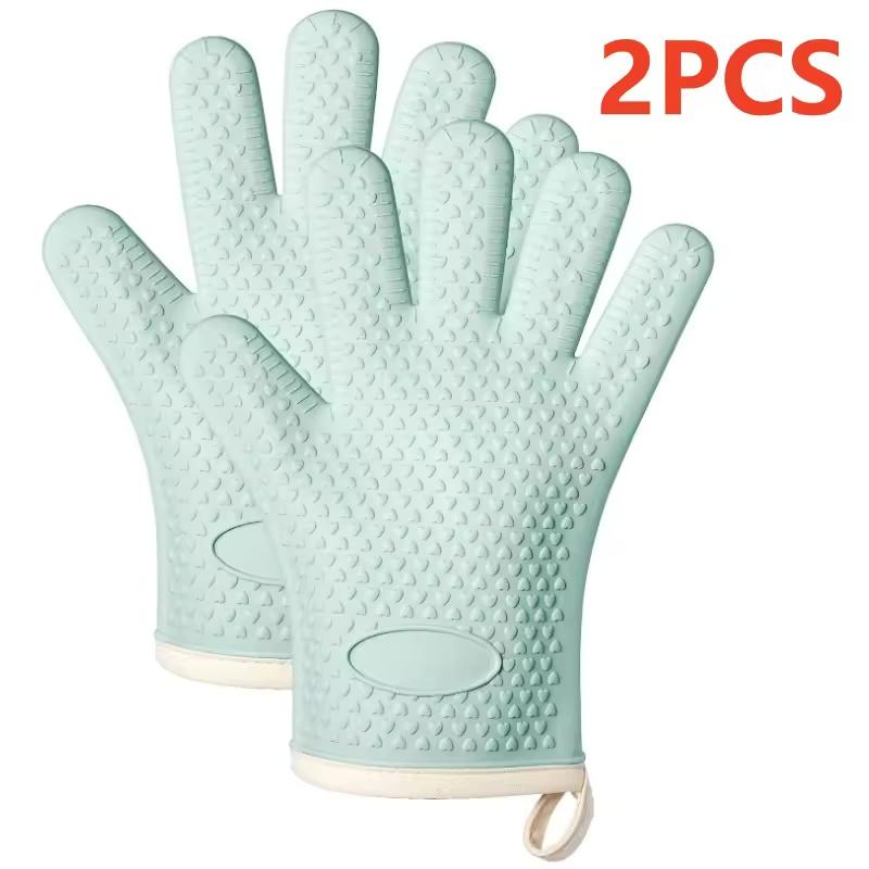 Heat Resistant Silicone Kitchen Gloves Anti-scald Thickened Microwave Oven Baking BBQ Gloves Anti-slip Heat Insulation Mitts