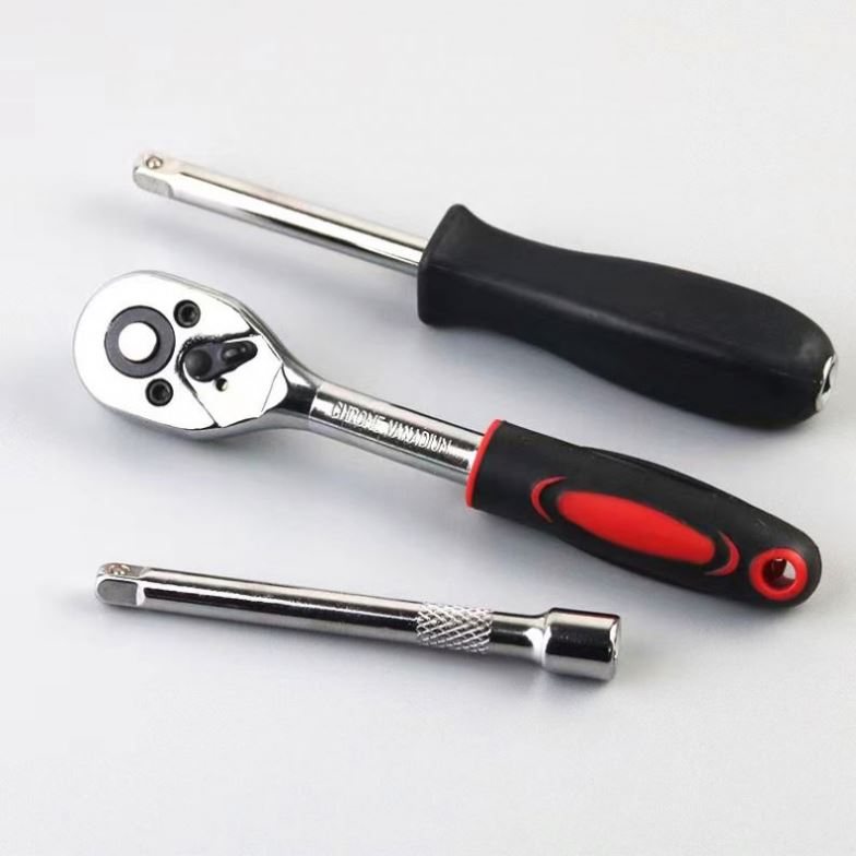 46Pcs 1/4-Inch Drive Metric Socket Set Hand Ratchet Socket Wrench Spanner Tool Kit Socket Wrench Set