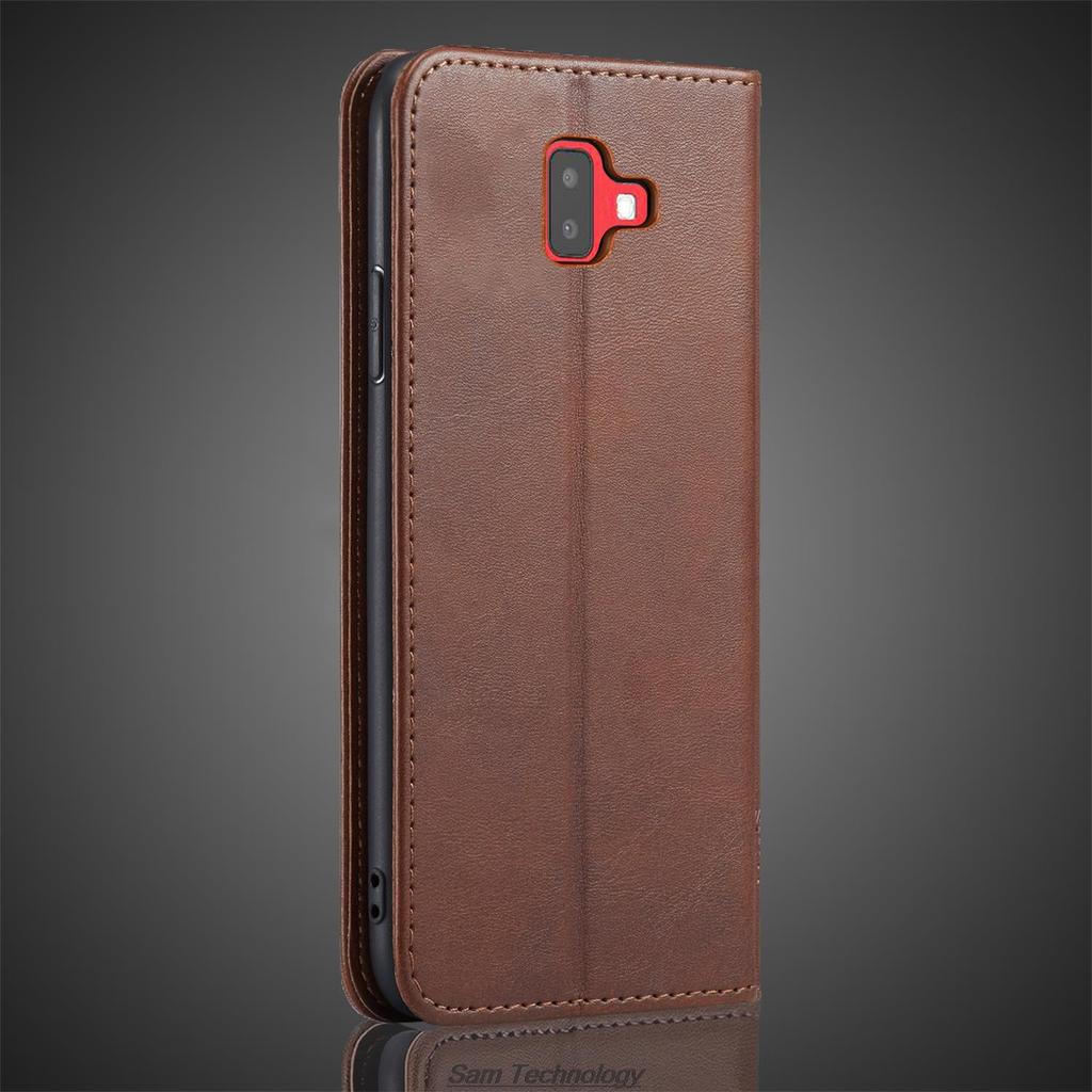 Magnetic Attraction Leather Case for Samsung Galaxy J6+ 2018 / J6 Plus 2018 Holster Flip Cover Case Wallet Bags Fundas Coque