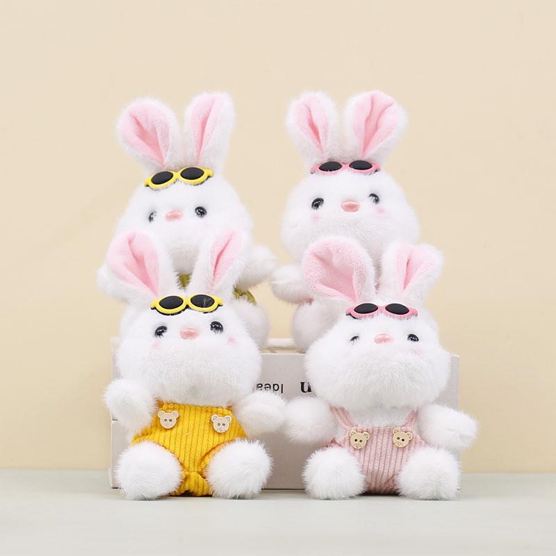 Pants Sunglasses Strap Rabbit Plush Keychain Animal Toy Cute Doll Bag Pendant
