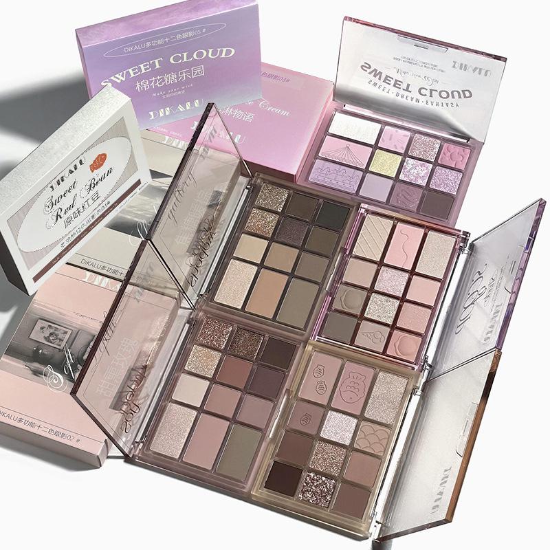 Dikalu 12-Farben All-in-One Lidschatten-, Rouge-, Highlighter- & Konturpalette – Schimmer & Matt
