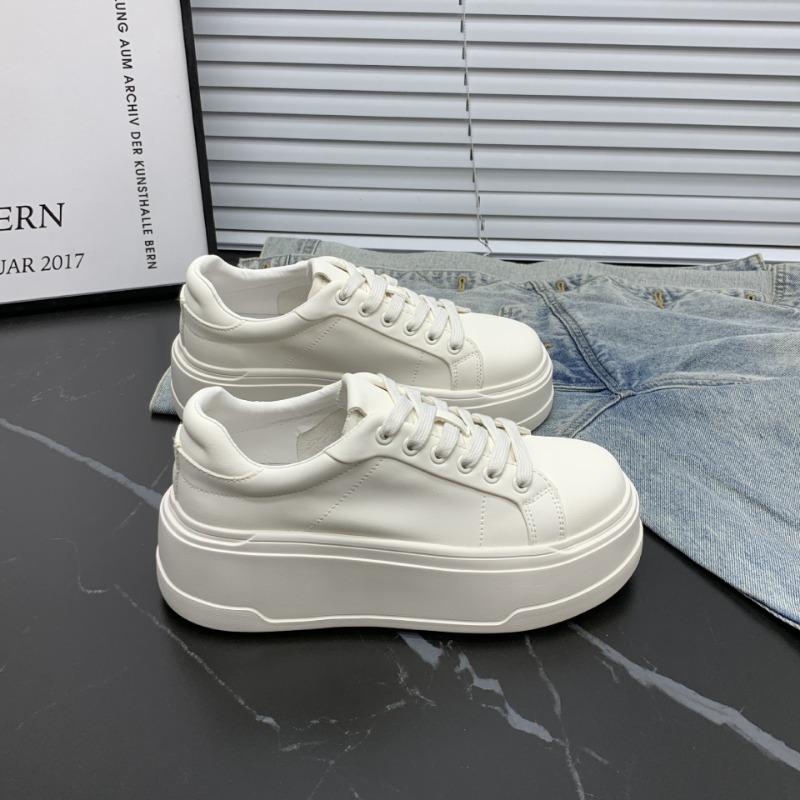 Leather Platform White Shoes Women's New Summer Thin Heightening Breathable Casual Board Shoes