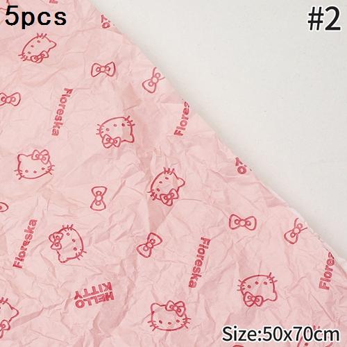 Hello Kitty Wrapping Paper Flower Bouquet Packaging Paper Strap Ribbon Flower Decoration Strap Gift Packaging Paper Accessories