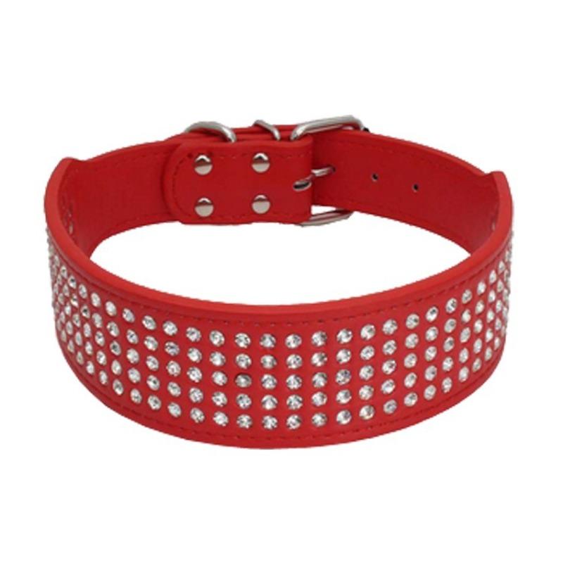 Anti-bite Collar Rhinestone Rhinestone Decorative PU Leather Collar Is Suitable for Medium To Large Dog Collar Collar