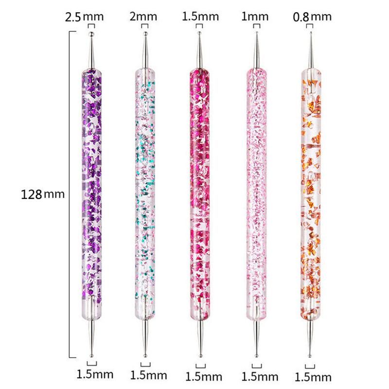 5/20Pcs Nail art Pinsel Design Spitze Malerei Zeichnung Carving Punktierung Stift FlatFan Liner Acryl Gel UV Polnischen maniküre Werkzeuge